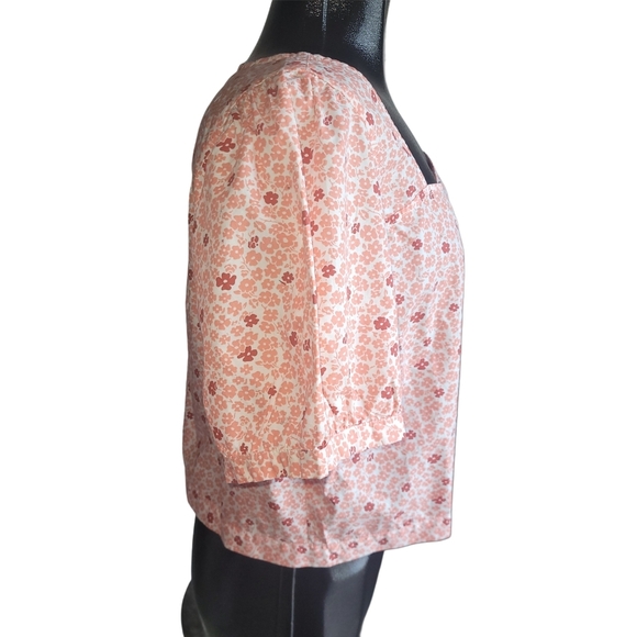 Levi's Simone Short Puff Sleeve Floral Cropped Blouse XL - Picture 5 of 7